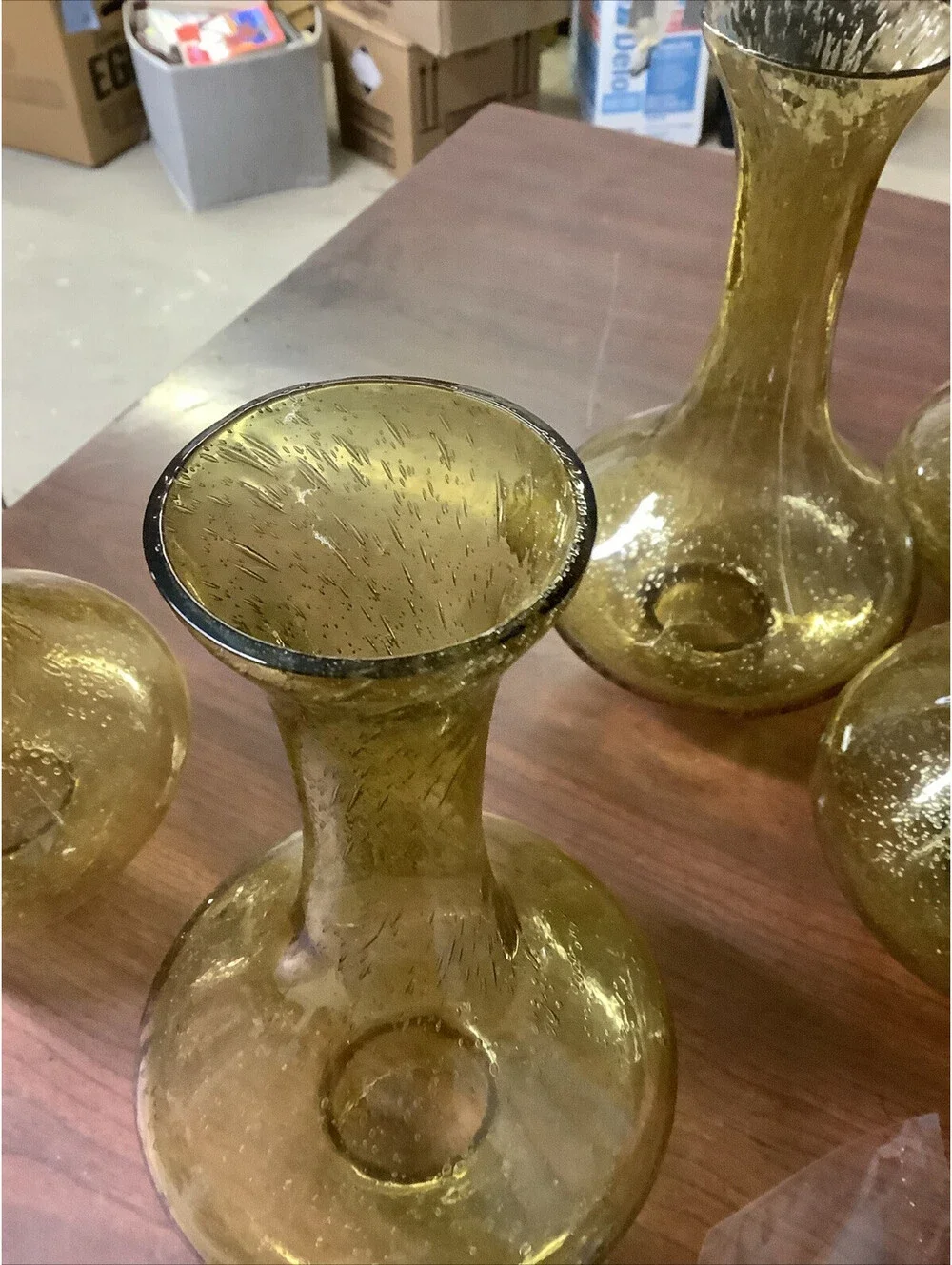 Vintage Oil Lamp Shade Hurricane Chimney Globe Honey Amber Bubble Stretch Glass